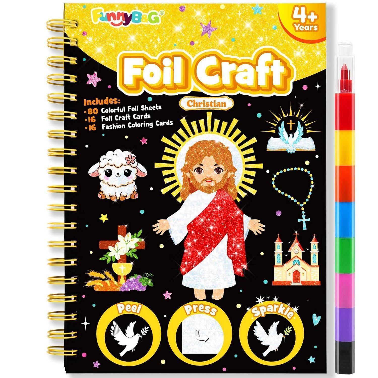 FUNNYB&G Foil Art Kinder Kunst & Bastelaktivität: Kreatives Reisespielzeug für DIY-Aktivität, Bastelset kinder | Geschenk Mädchen 4 5 6 7 8 9 Jahr