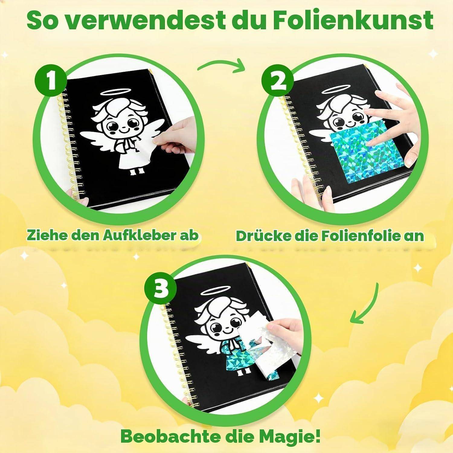 FUNNYB&G Foil Art Kinder Kunst & Bastelaktivität: Kreatives Reisespielzeug für DIY-Aktivität, Bastelset kinder | Geschenk Mädchen 4 5 6 7 8 9 Jahr