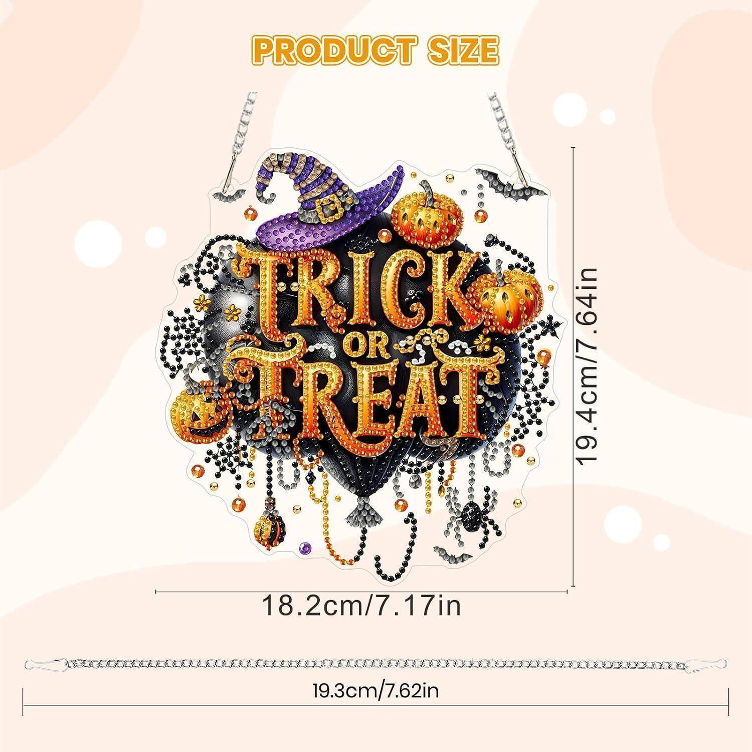 MOGTAA 5D Halloween Diamond Painting Anhänger, Kürbis Diamond Painting mit Kette Kinder Erwachsene, Tier Diamant Painting Fensterbilder, Hängende