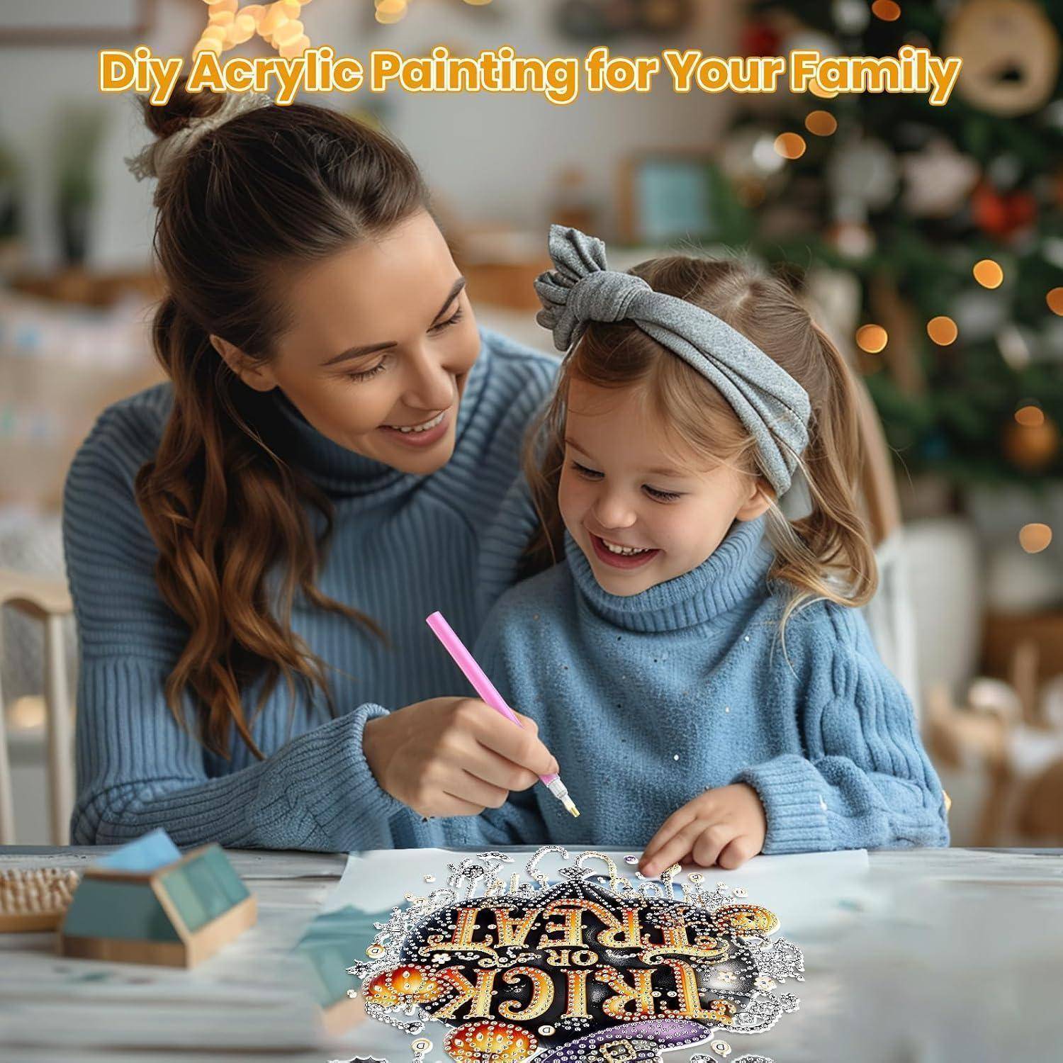 MOGTAA 5D Halloween Diamond Painting Anhänger, Kürbis Diamond Painting mit Kette Kinder Erwachsene, Tier Diamant Painting Fensterbilder, Hängende