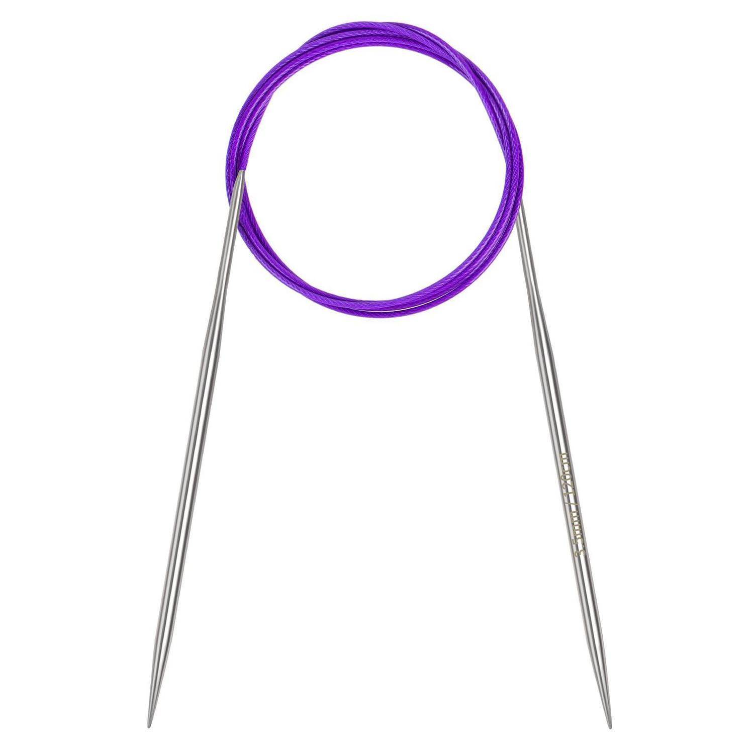 Coopay Rundstricknadeln 3,5mm, Stricknadeln Rundstricknadel 120cm aus Edelstahl mit Flexiblem Kabel, feste Metall-Rundstricknadel für Dicke & Feine