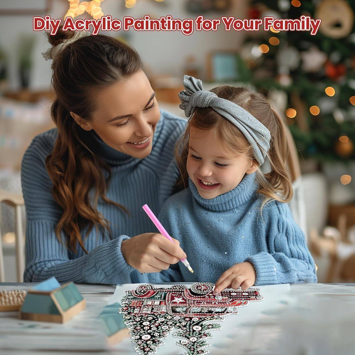 MOGTAA Weihnachtswagen Diamond Painting Anhänger, Weihnachtsbaum Diamond Painting mit Kette Kinder Erwachsene, Diamant Painting Fensterbilder, Hänge