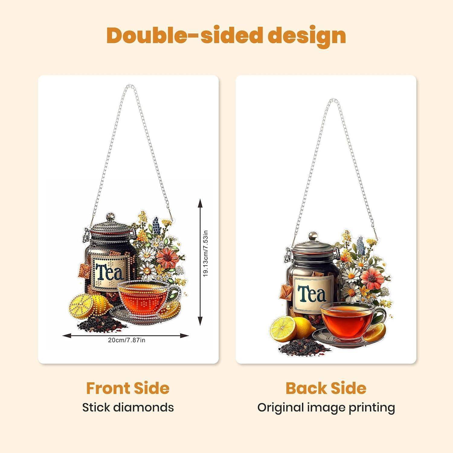 MOTGOM 5D Diamond Painting Anhänger Tee, 5D Diamond Painting Sonnenfänger für Erwachsene, Lichtfänger DIY Fensterbilder Set für Erwachsene, Handw