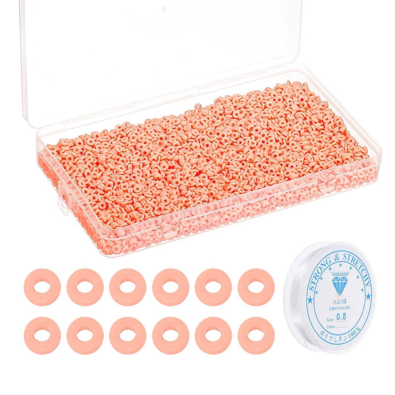 PATIKIL 4000 Stück 4mm Clay Perlen, Heishi Perlen für Armbänder, Tonperlen Armband Bastelset, Flache Runde Bunte Basteln Beads Set, für Schmuckher