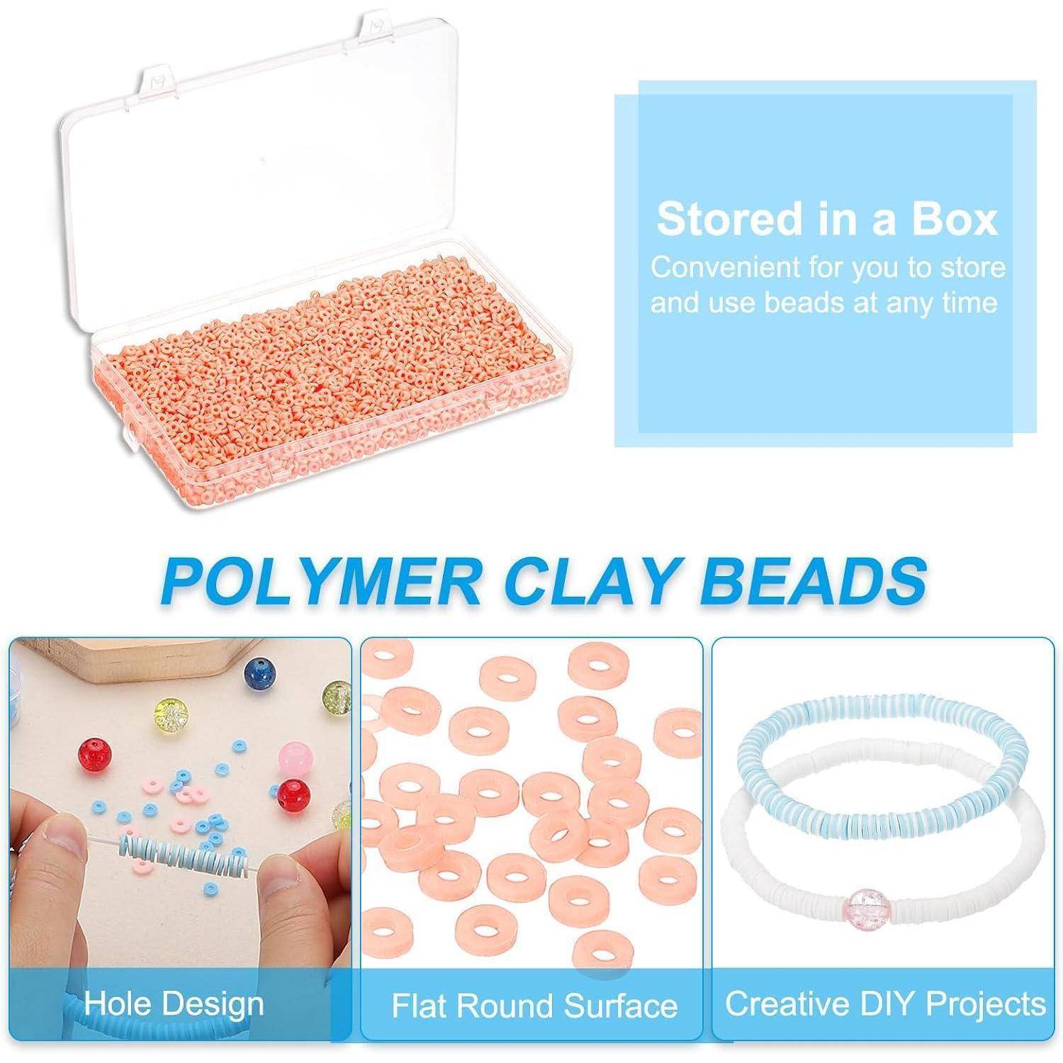 PATIKIL 4000 Stück 4mm Clay Perlen, Heishi Perlen für Armbänder, Tonperlen Armband Bastelset, Flache Runde Bunte Basteln Beads Set, für Schmuckher