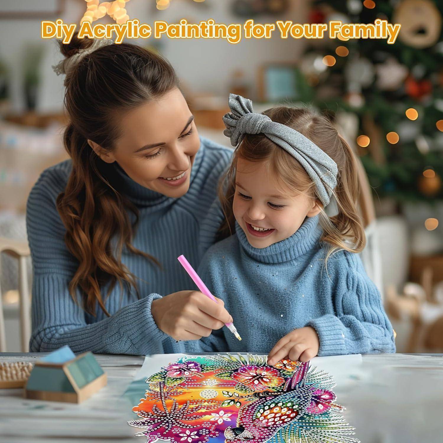MOGTAA 5D Diamond Painting Anhänger Papagei, Diamond Painting mit Kette Kinder Erwachsene, Sonnenuntergang Diamant Painting Fensterbilder, Hängende