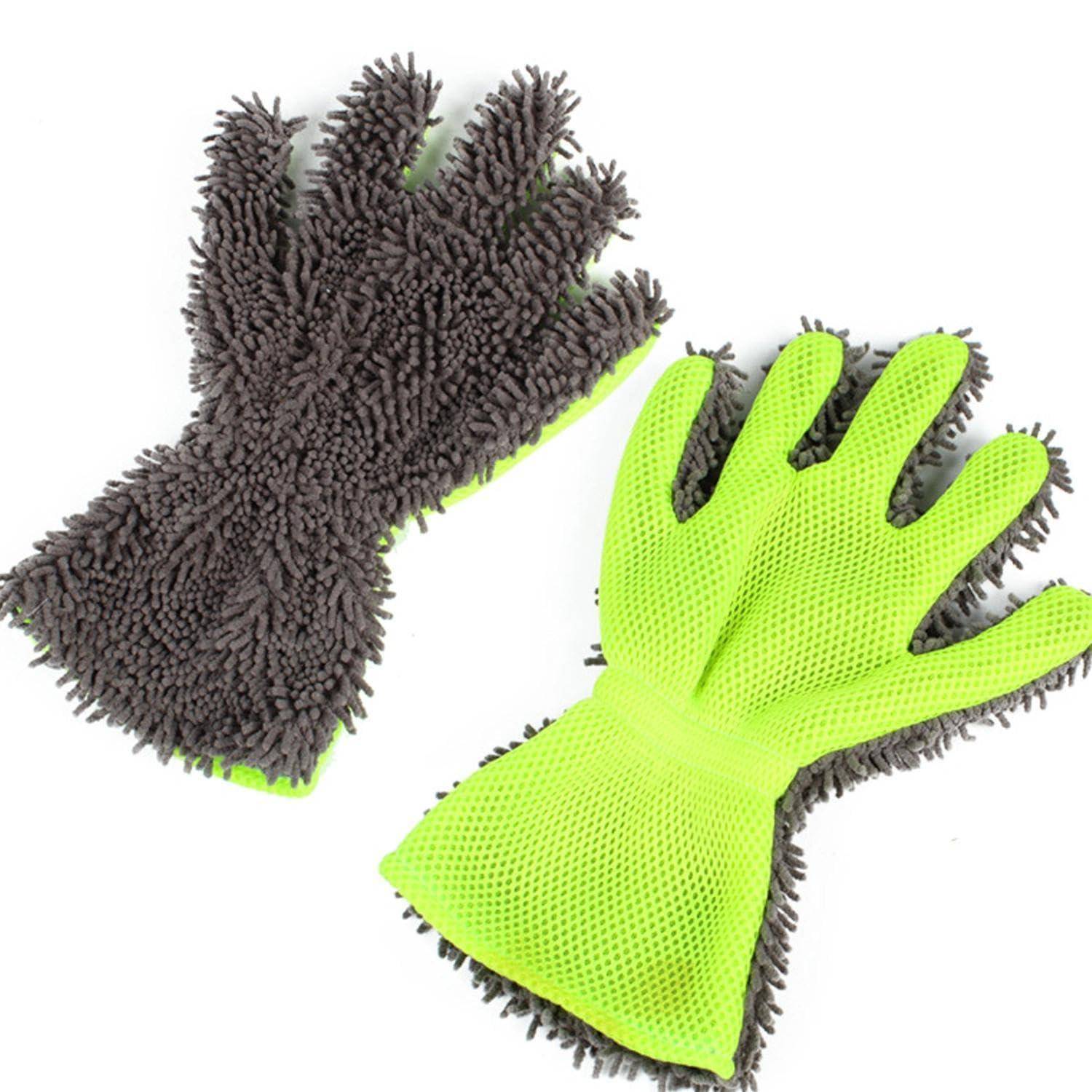 1 Stück Fünf-Finger-Waschhandschuhe, Autowaschhandschuhe Finger, Auto Handschuhe reinigen, Chenille-Autoreinigungshandschuhe, Autowasch-Staubhandsch