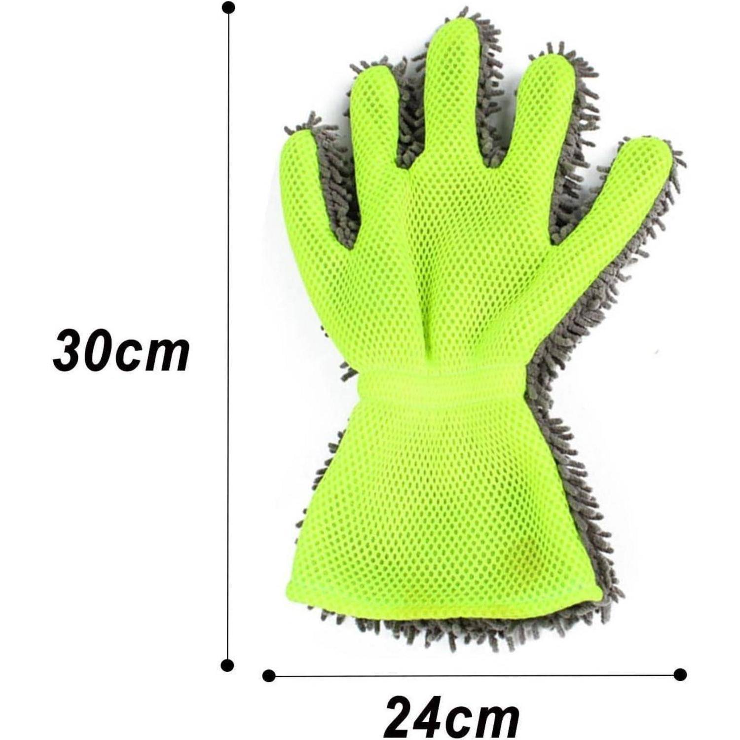 1 Stück Fünf-Finger-Waschhandschuhe, Autowaschhandschuhe Finger, Auto Handschuhe reinigen, Chenille-Autoreinigungshandschuhe, Autowasch-Staubhandsch