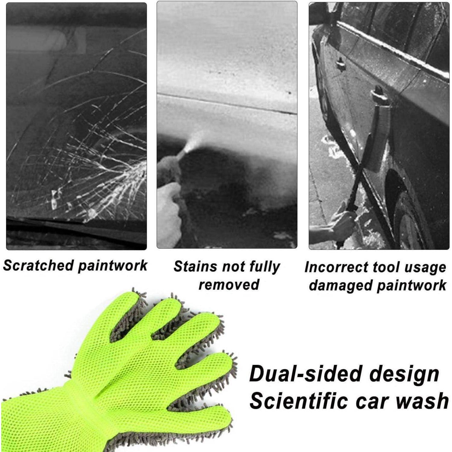 1 Stück Fünf-Finger-Waschhandschuhe, Autowaschhandschuhe Finger, Auto Handschuhe reinigen, Chenille-Autoreinigungshandschuhe, Autowasch-Staubhandsch