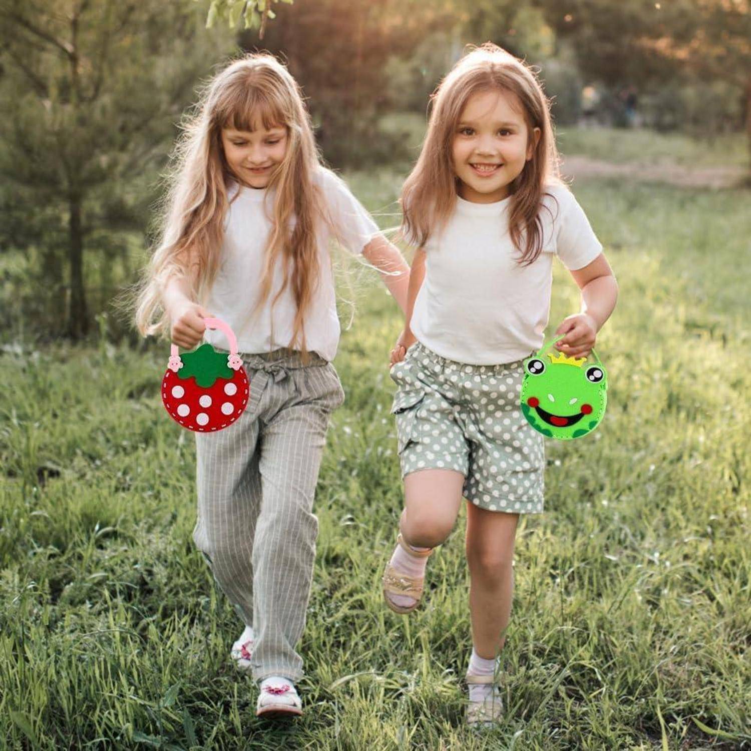 AffeGifts Filz Nähset Kinder, 4-Pack Handtasche Kinder Nähset Nähen Diy Pädagogische Nähsets Diy Bastelset Süße Filztasche Mein Erstes Nähsets