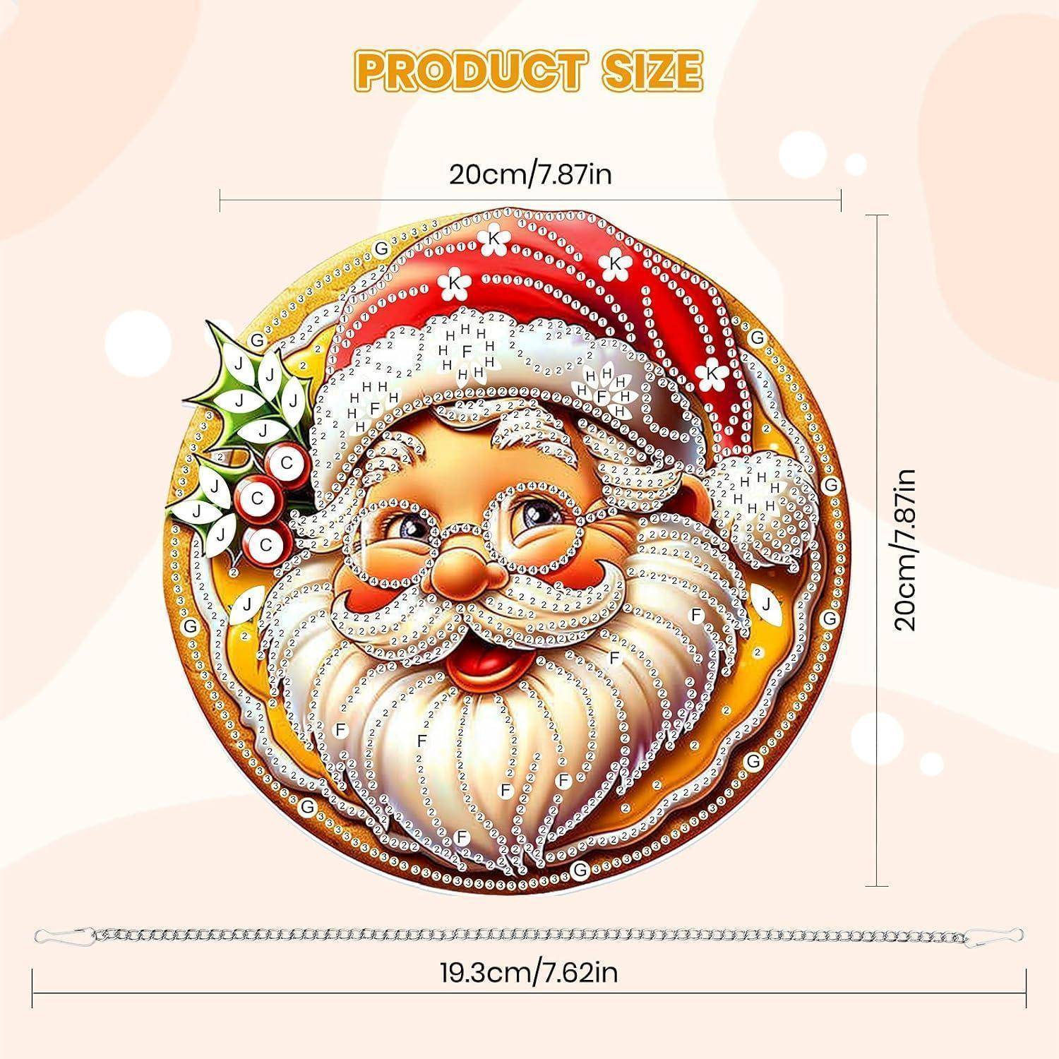 MOGTAA Weihnachten Diamond Painting Anhänger, Weihnachtsmann Diamond Painting mit Kette Kinder Erwachsene, Diamant Painting Fensterbilder