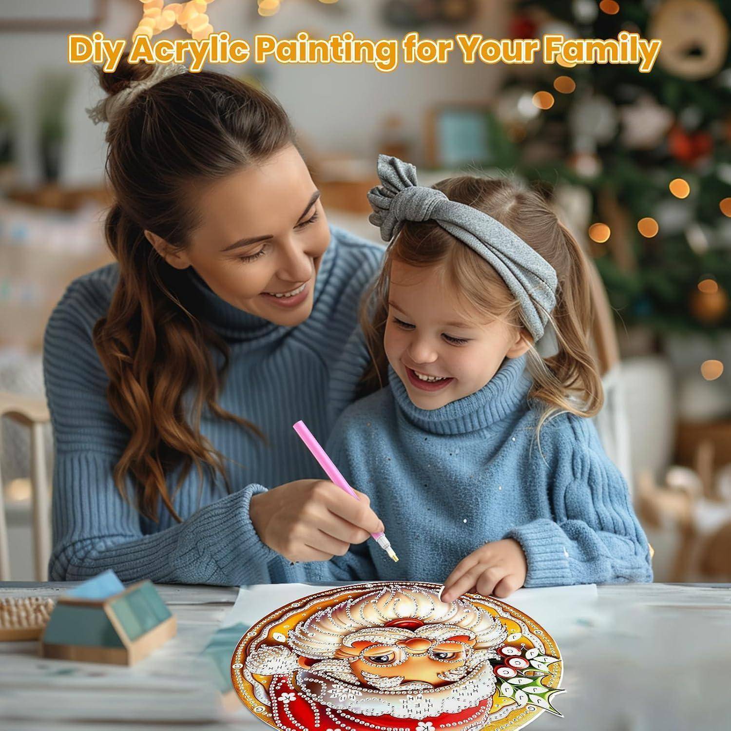 MOGTAA Weihnachten Diamond Painting Anhänger, Weihnachtsmann Diamond Painting mit Kette Kinder Erwachsene, Diamant Painting Fensterbilder