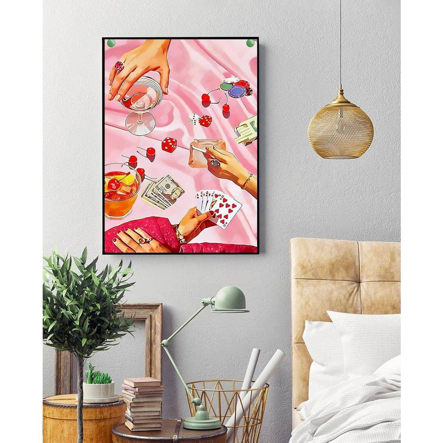 Yiminu.DS Diamond Painting Erwachsene, Diamant Painting Bilder Blumen 30x40cm 5D Diamond-Painting Diamant Painting Bastelset BastelnWanddeko, Rosa