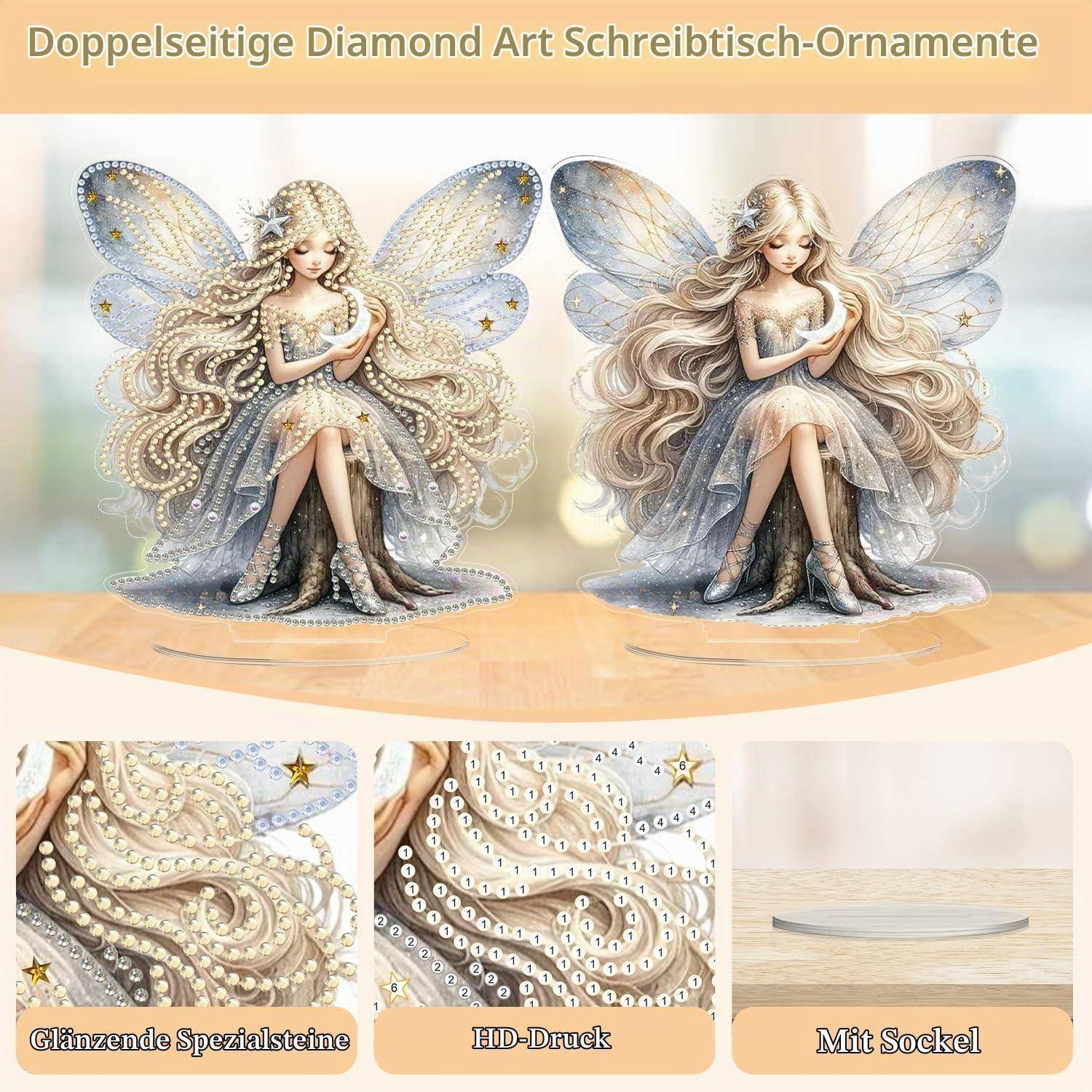 Lxmsja 5D Diamond Painting Fee Desktop Deko für Erwachsene Kinder, Diamond Painting Fee Tisch Deko Set, Diy Diamant Malerei Stehend Kunst Ornament