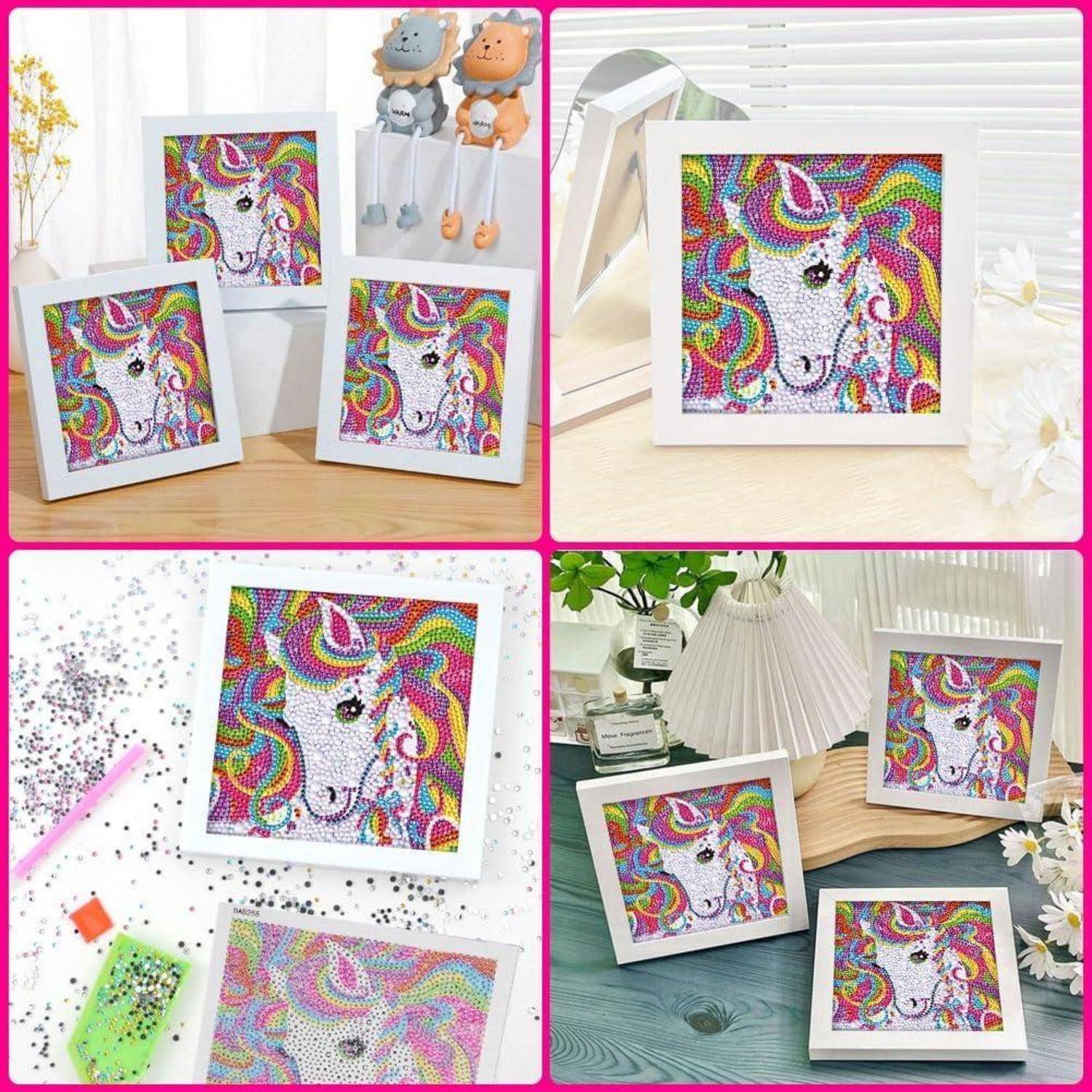 AUAUY Diamond Painting Set, Holzrahmen, 5D DIY Diamond Painting, Einhorn C | DIY Diamond Painting, Malen Nach Zahlen Diamant Painting Erwachsene