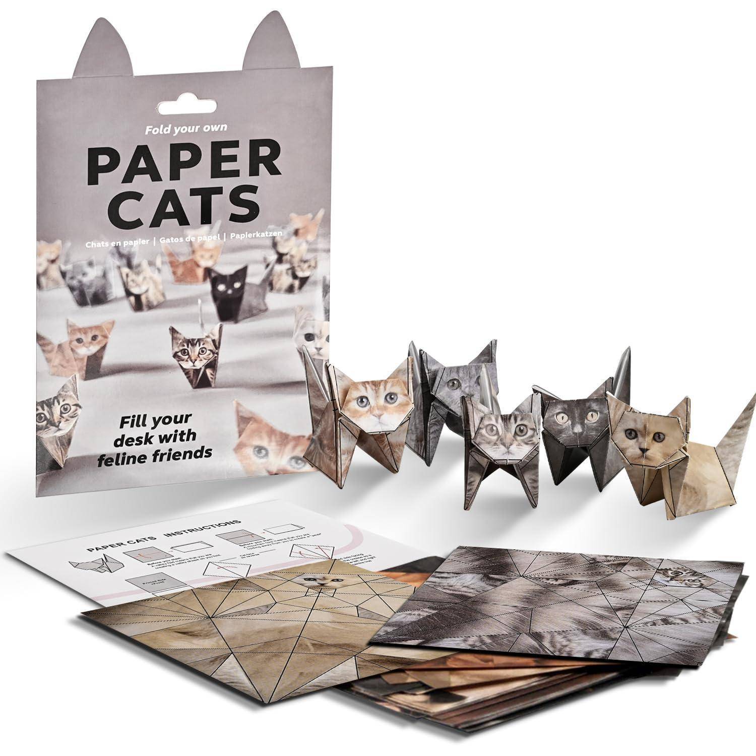 GAZIL Origami Katzenset für Anfänger–50 einfache DIY Papierkatzen zum Basteln mit Videoanleitung（5 Minuten pro Katze）|Kinder Origami Set| Papi