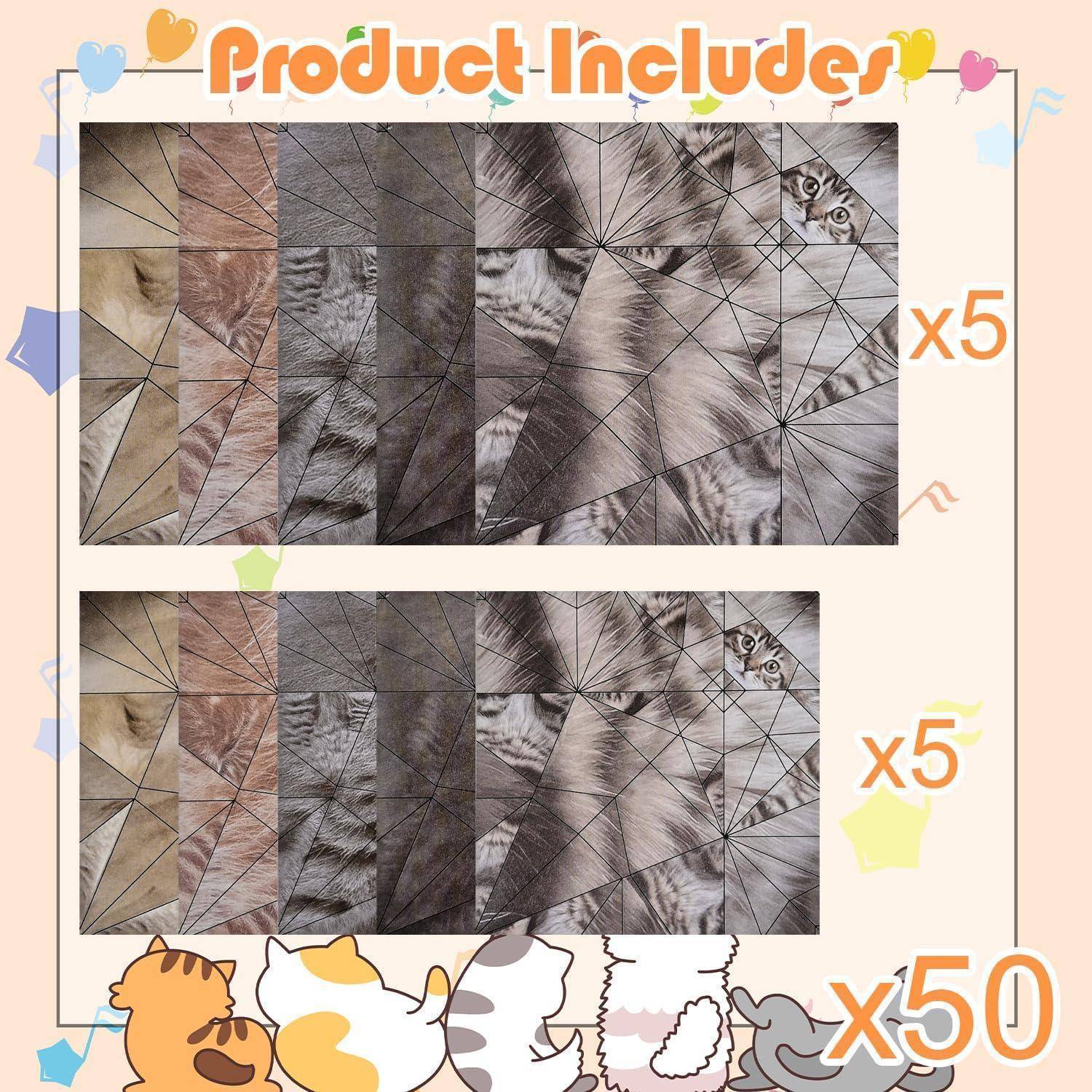 GAZIL Origami Katzenset für Anfänger–50 einfache DIY Papierkatzen zum Basteln mit Videoanleitung（5 Minuten pro Katze）|Kinder Origami Set| Papi