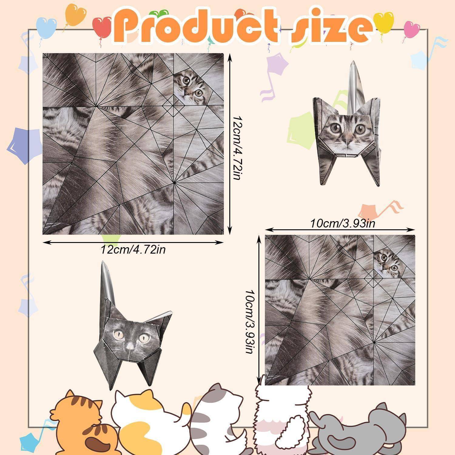 GAZIL Origami Katzenset für Anfänger–50 einfache DIY Papierkatzen zum Basteln mit Videoanleitung（5 Minuten pro Katze）|Kinder Origami Set| Papi