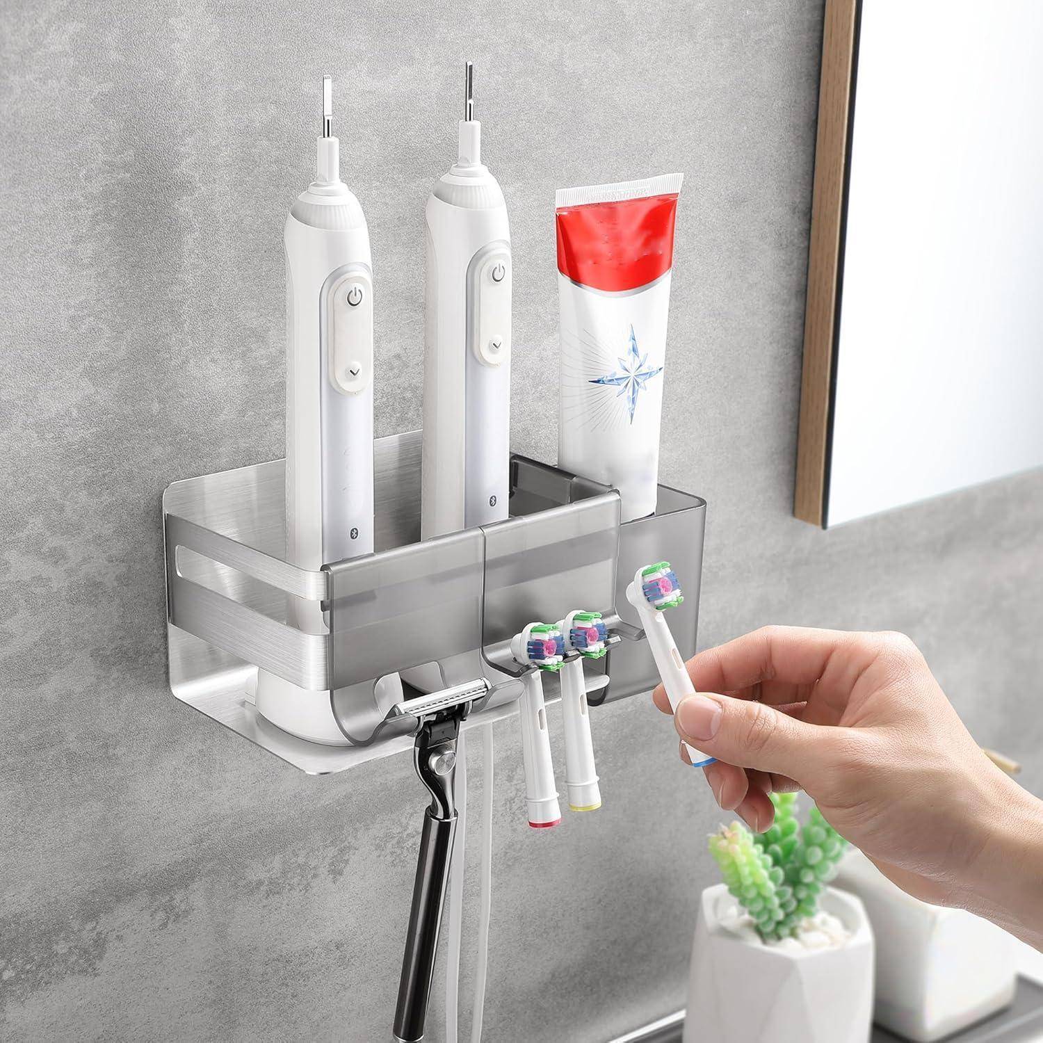 Zahnbürstenhalter Elektrische Zahnbürste Halter Ohne Bohren Wand Bad | Edelstahl Zahnburstenhalterung Wand Selbstklebend Zahnbürste Halterung Silbe
