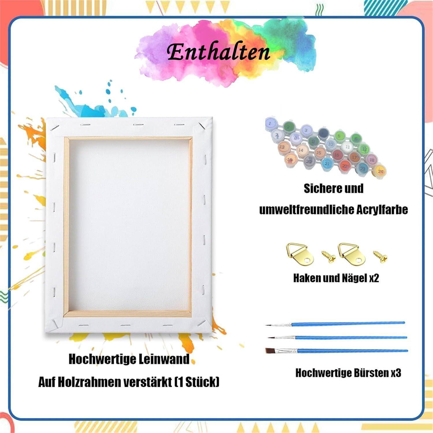 Formeyart Architektur Malen Nach Zahlen Erwachsene mit Rahmen,Paint by Numbers for Adult Diy Malen Nach Zahlen Erwachsene klein Set Handgemalt