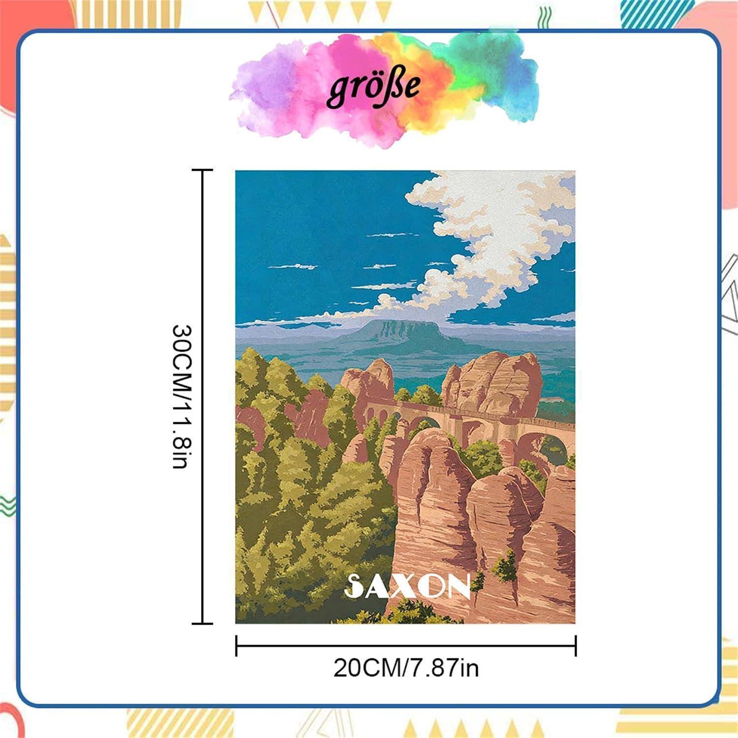 Formeyart Architektur Malen Nach Zahlen Erwachsene mit Rahmen,Paint by Numbers for Adult Diy Malen Nach Zahlen Erwachsene klein Set Handgemalt