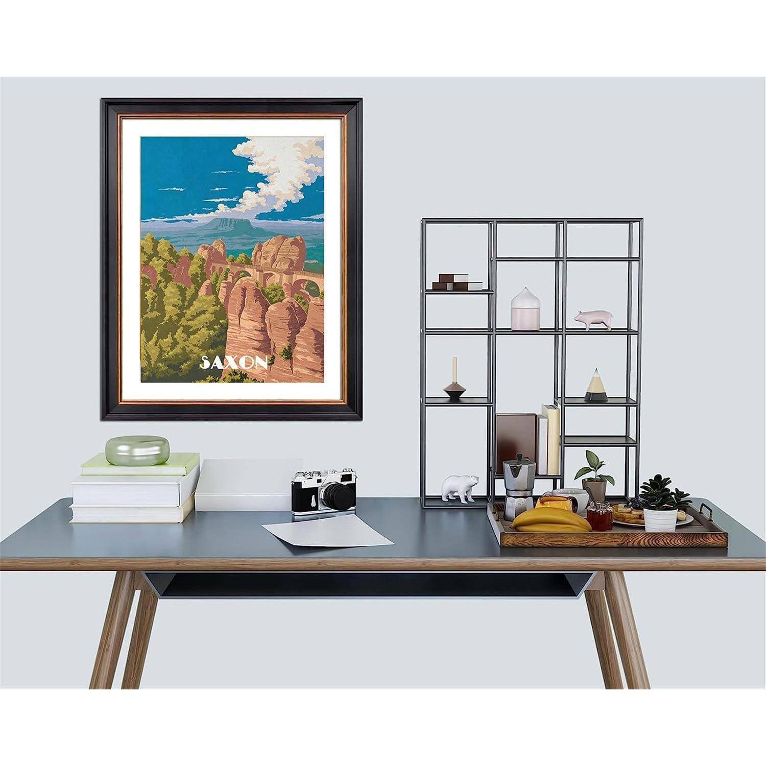 Formeyart Architektur Malen Nach Zahlen Erwachsene mit Rahmen,Paint by Numbers for Adult Diy Malen Nach Zahlen Erwachsene klein Set Handgemalt