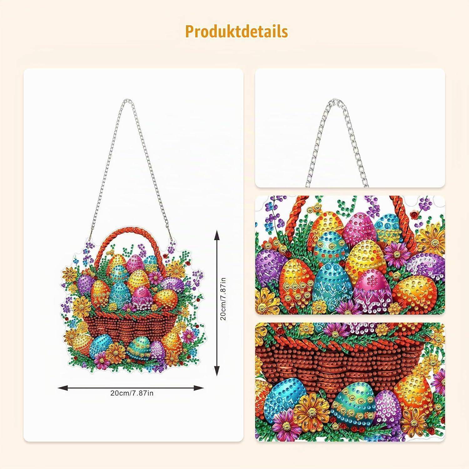 DOMROM Ostern Diamond Painting Anhänger, Diamond Painting Fensterbilder für Erwachsene Kinder, Eier 5D Diamant Hängende Ornament Diamant Malerei Ba
