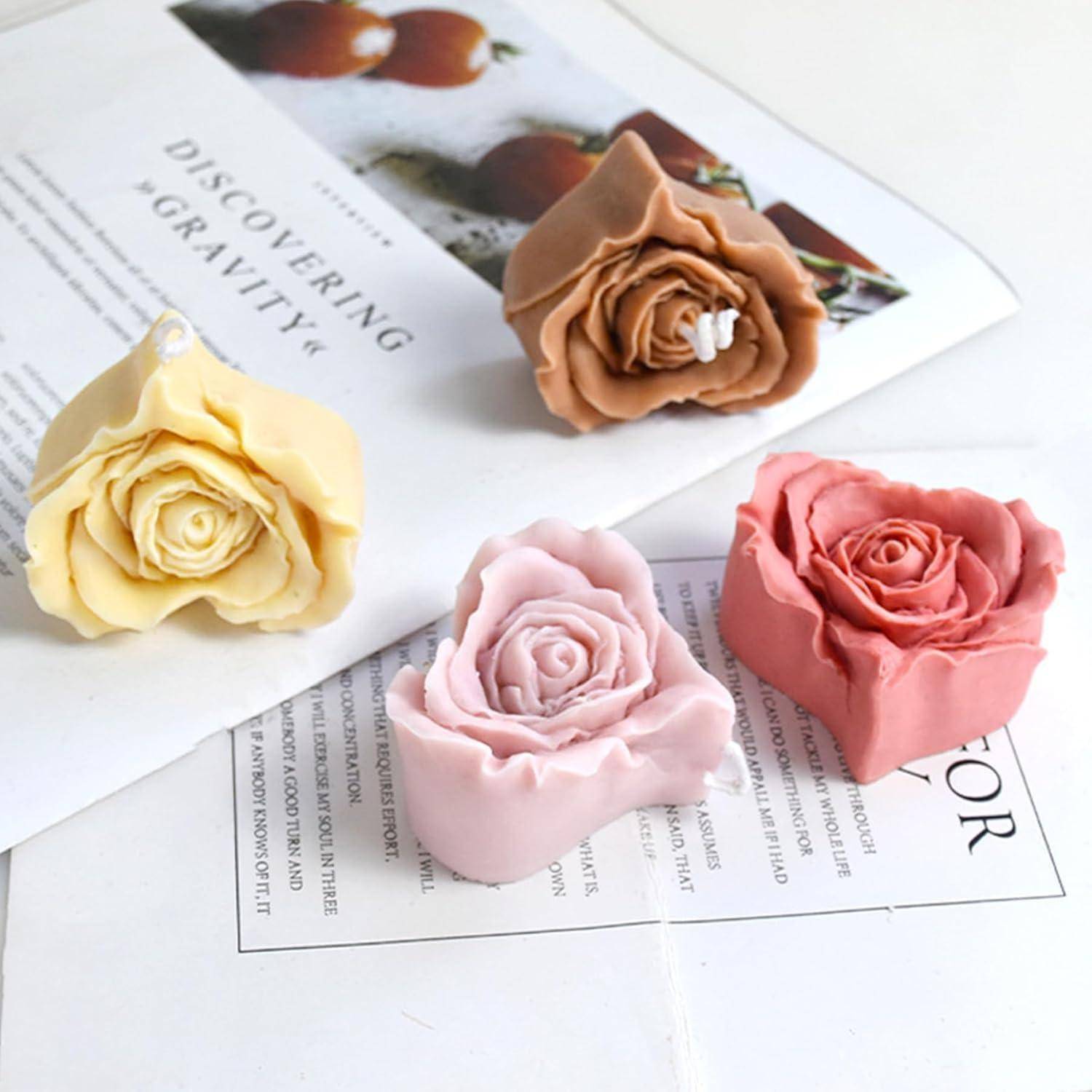 Kerzen Formen Silikon 2 Stücke 3D Blumen Silikonformen Gießformen DIY Rose Pfingstrose Kerzenform,für Kerzen Selber Machen Kuchen Backen Schokolade