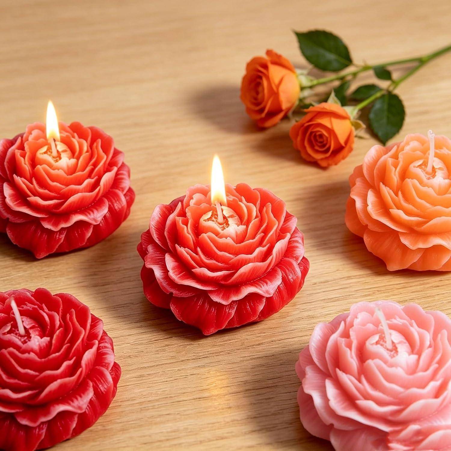 Kerzen Formen Silikon 2 Stücke 3D Blumen Silikonformen Gießformen DIY Rose Pfingstrose Kerzenform,für Kerzen Selber Machen Kuchen Backen Schokolade