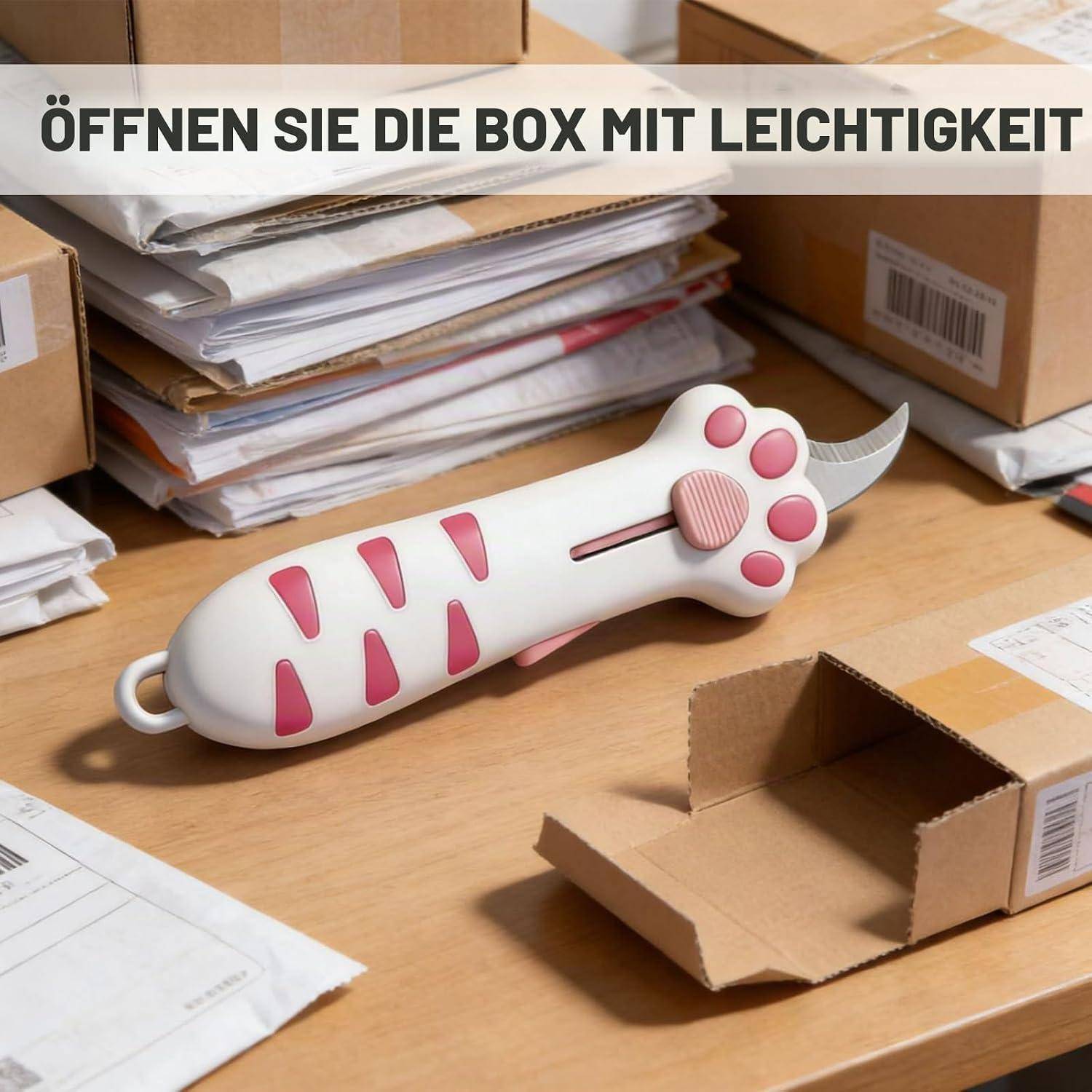 2 Stück Cuttermesser Klein, Katzenpfote Mini Box Cutter, Einziehbares Cutter Messer, Niedlich Katzenpfote Kater Messer, Universalmesser zum Öffnen