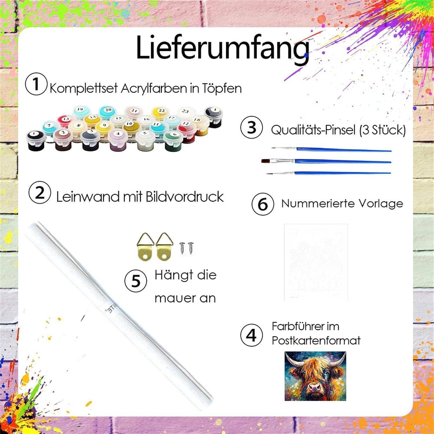 Generisch Malen Nach Zahlen Erwachsene,Paint by Numbers Adult,Cheerful Painting,Diy Handgemalt Kreativ Bastelset für Geschenk Heimdekoration