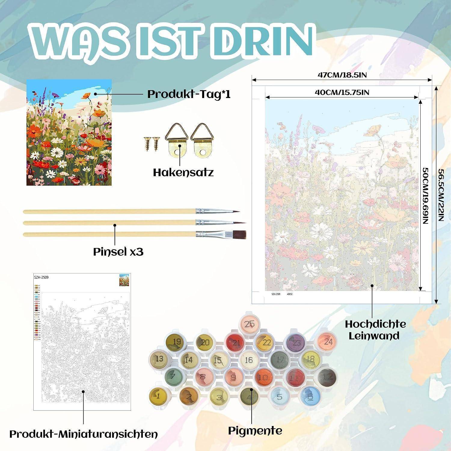 Ein Wandkunst-Set mit dem Titel „WAS IST DRIN
