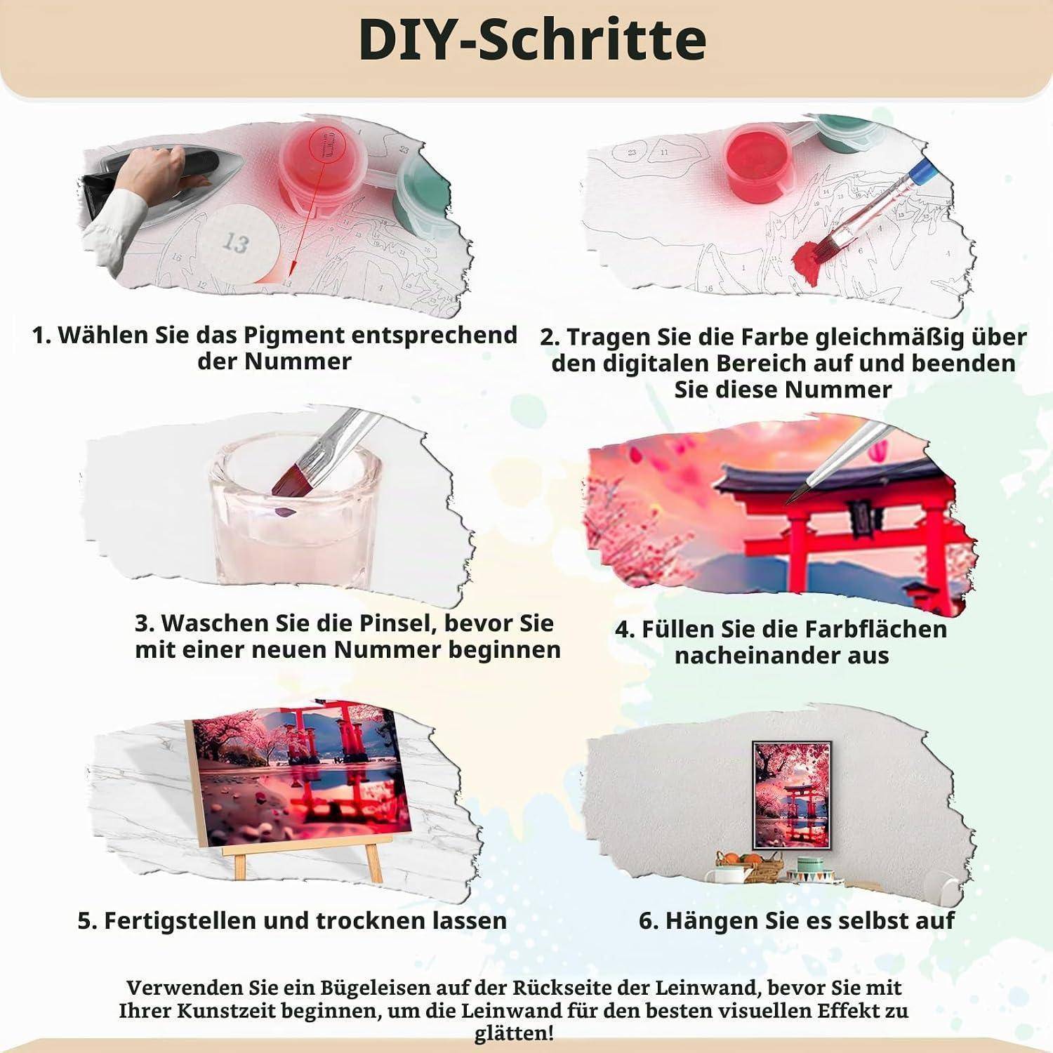 MEIYUDA Malen Nach Zahlen Erwachsene Japanische Landschaft, DIY Set Handgemalt Ölgemälde Kit für Anfänger Erwachsene, Malen Nach Zahlen Geschenke