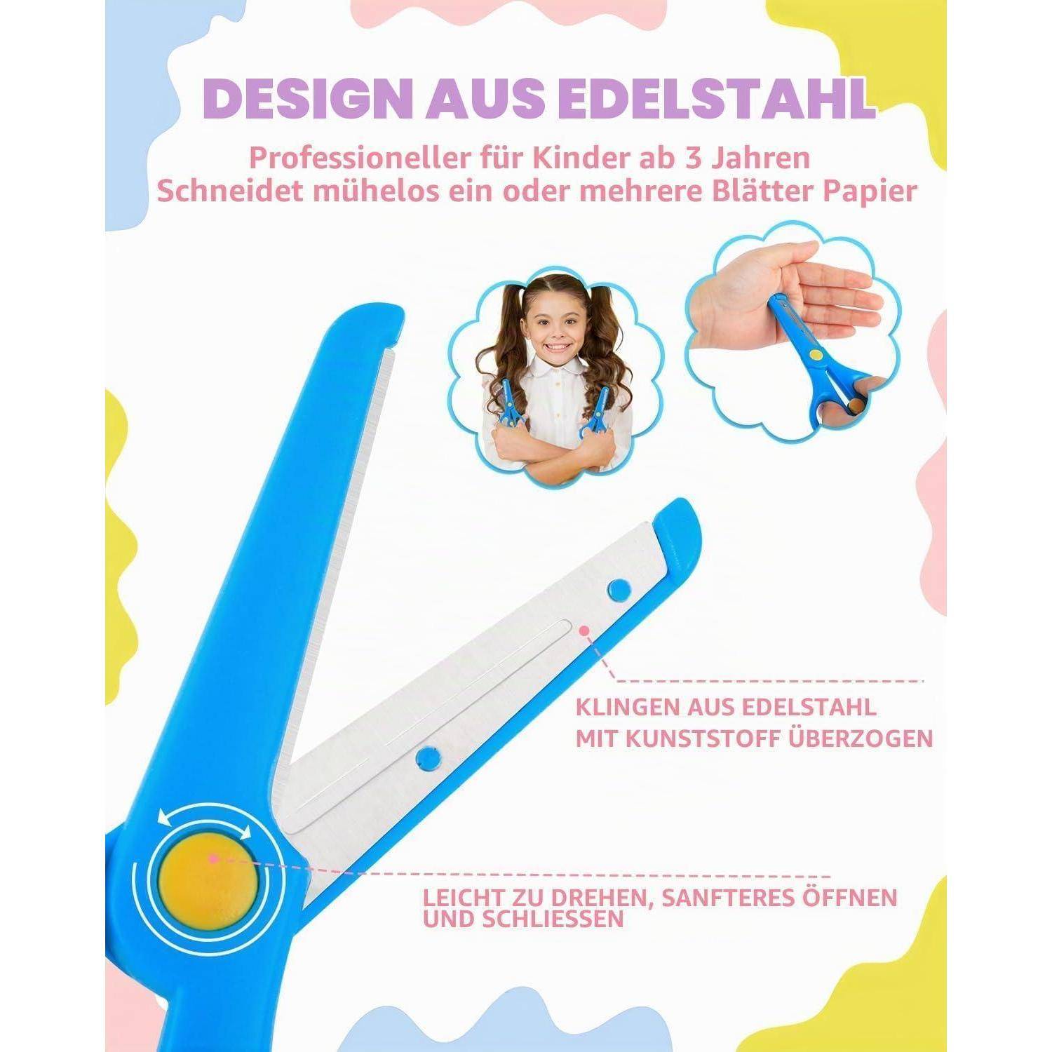 UCEC 104er Bastelset – 4 Scheren & 100 Papierbögen, für DIY & Scrapbooking | 4 Bastelscheren & 100 thematische Papierbögen, kreatives Bastelset f