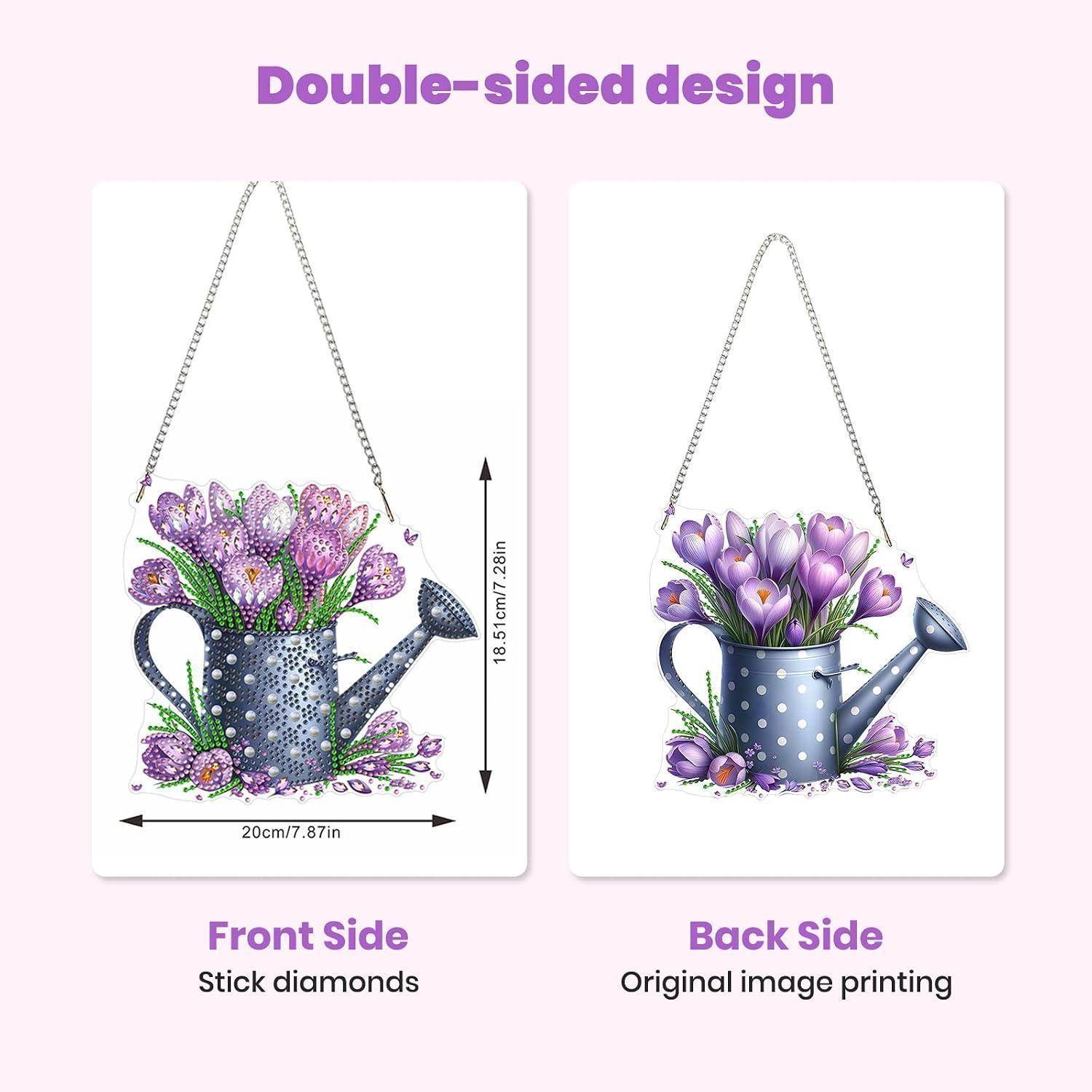Produktvergleichsgrafik zeigt eine hängende Blumensträuß-Gießkanne mit 