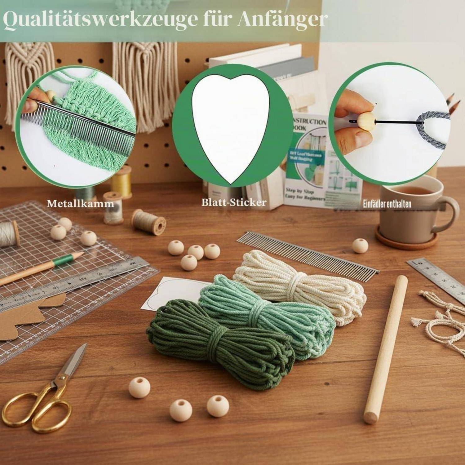 Suo Long Makramee Wandbehang Set für Erwachsene und Anfänger, einfaches Aufhängen mit vorgeschnittener Schnur, Anleitungsbuch Makramee-wandbehang-s