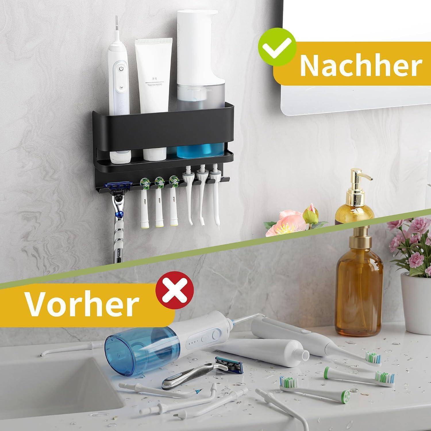 Geteilte Badezimmerszene zum Vergleich der Organisation: Oben 