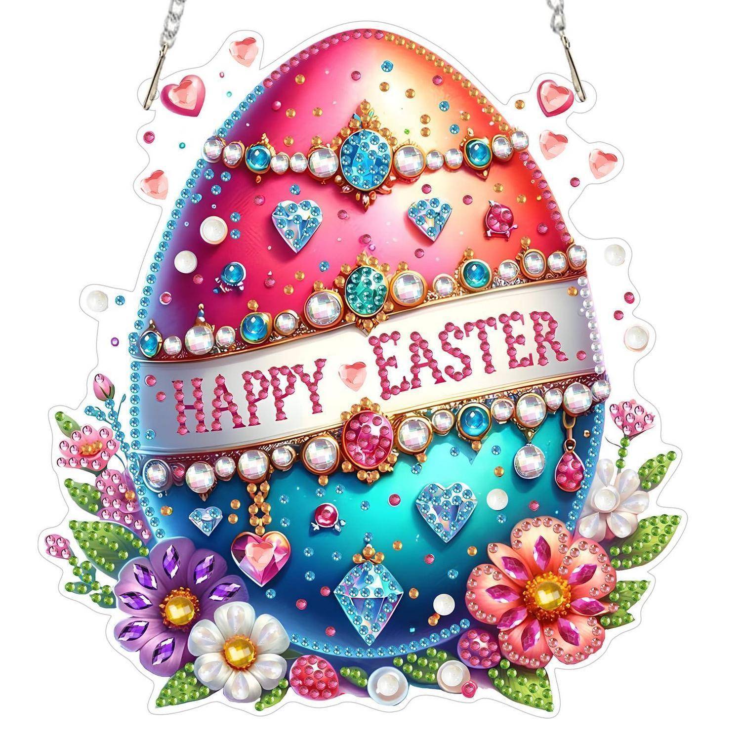 Verziertes Osterei-Ornament mit „FROHE OSTERN