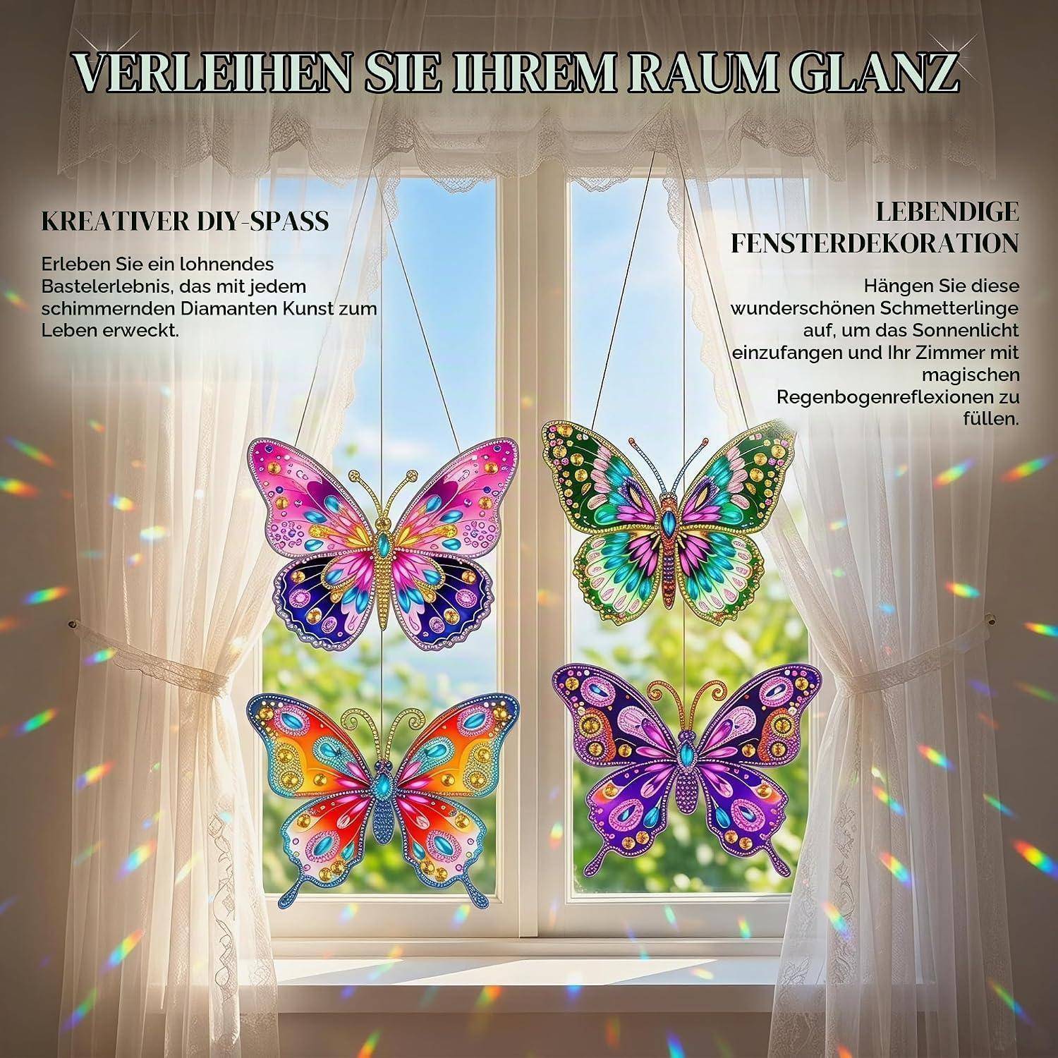 DONGZQAN Bastelset Kinder Ab 6 Jahre, Basteln Mädchen 8 10 6 Jahre, Schmetterling Geschenk 7 5 9 Diamond Painting Window Color Set Basteln