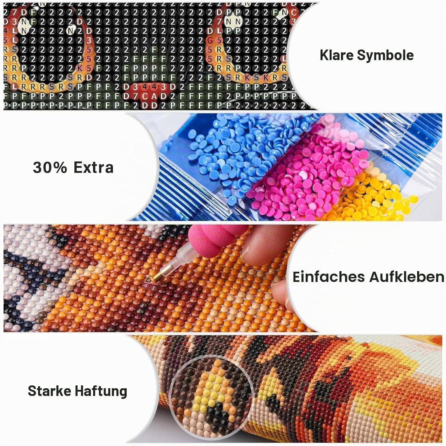 AIRDEA Christmas Weihnachten Diamond Painting Erwachsene, DIY 5D Katze Schneeflocken Diamant Painting Bilder, Bastelset Erwachsene Frauen als Haus