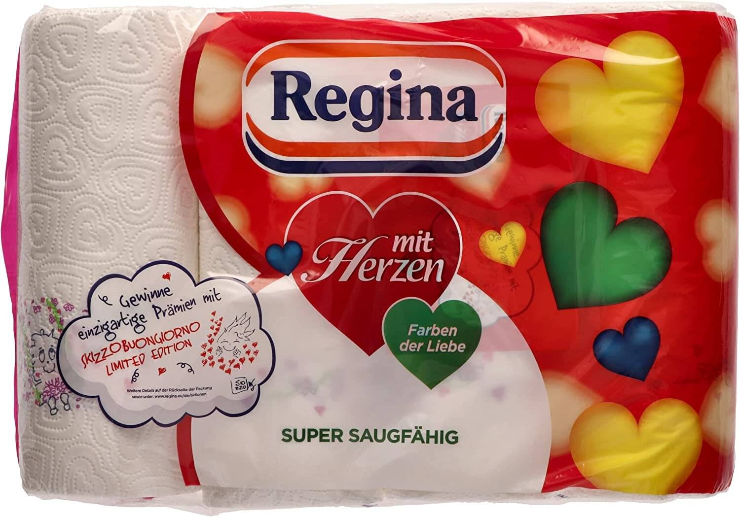Regina Küchenrollen mit Herzen 3-lagig, 4 Rollen