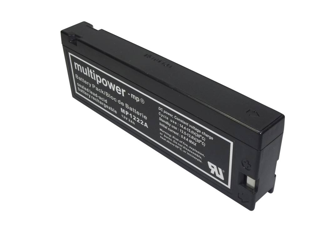 Schwarzes rechteckiges wiederaufladbares Batteriepaket mit der Aufschrift 