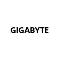 Schwarzes GIGABYTE-Logo zentriert auf weißem Hintergrund.