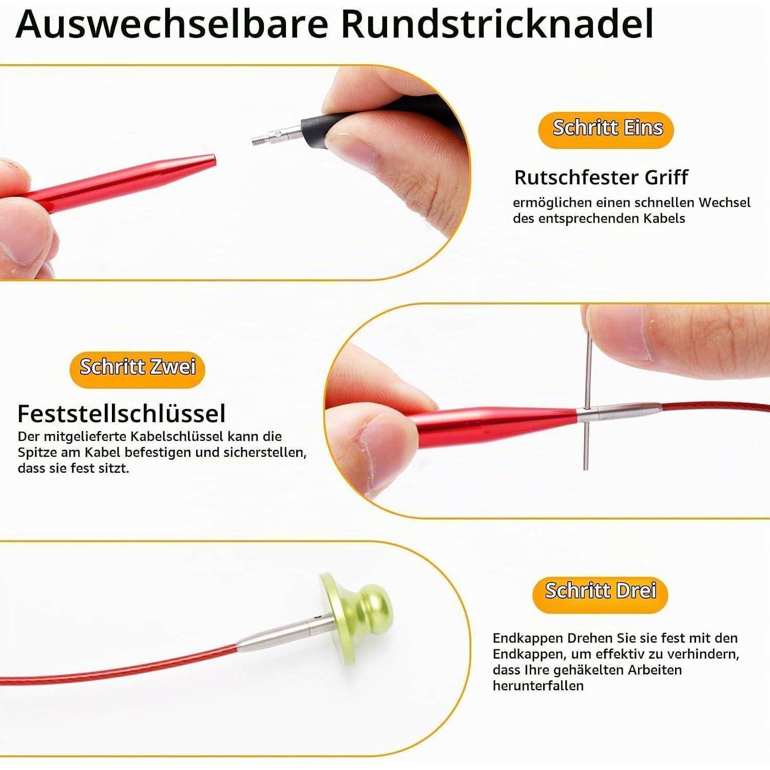 Iswawo Rundstricknadeln Set Aluminium Rot 13 Paar 3-10mm mit Tasche