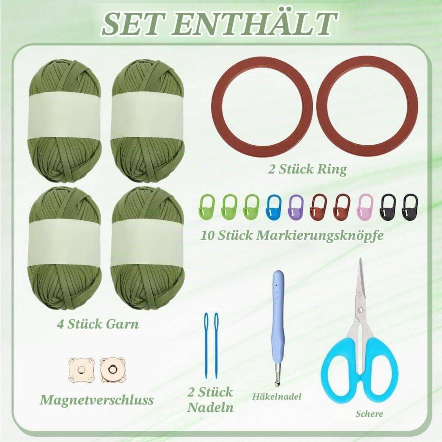 Produktinhalt auf dem Bild mit der Bezeichnung „SET ENTHÄLT