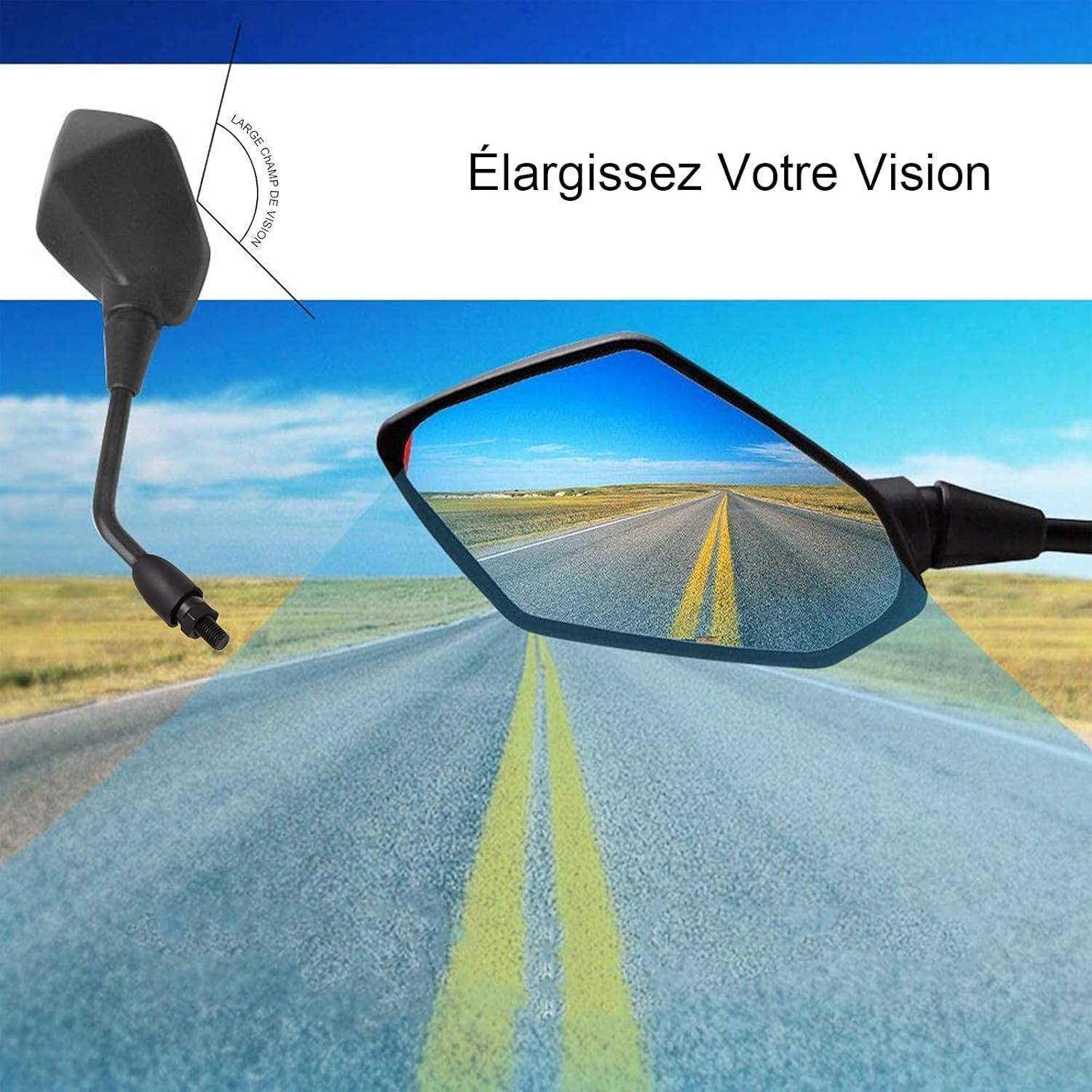 Rückspiegel-Werbung für Motorräder mit deutschem Text „Erweitern Sie Ihren Blickwinkel