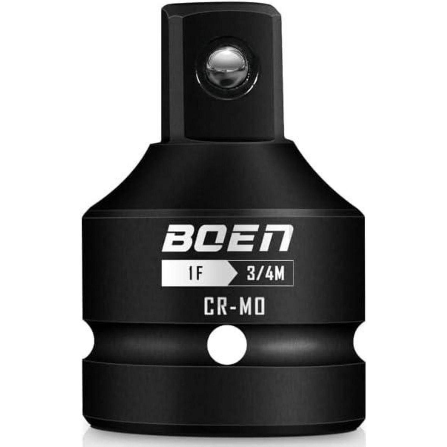 Schwarzer BOEN 1F 3/4M CR-MO Steckadapter mit quadratischem Antrieb oben und mittiger Verriegelungskugel