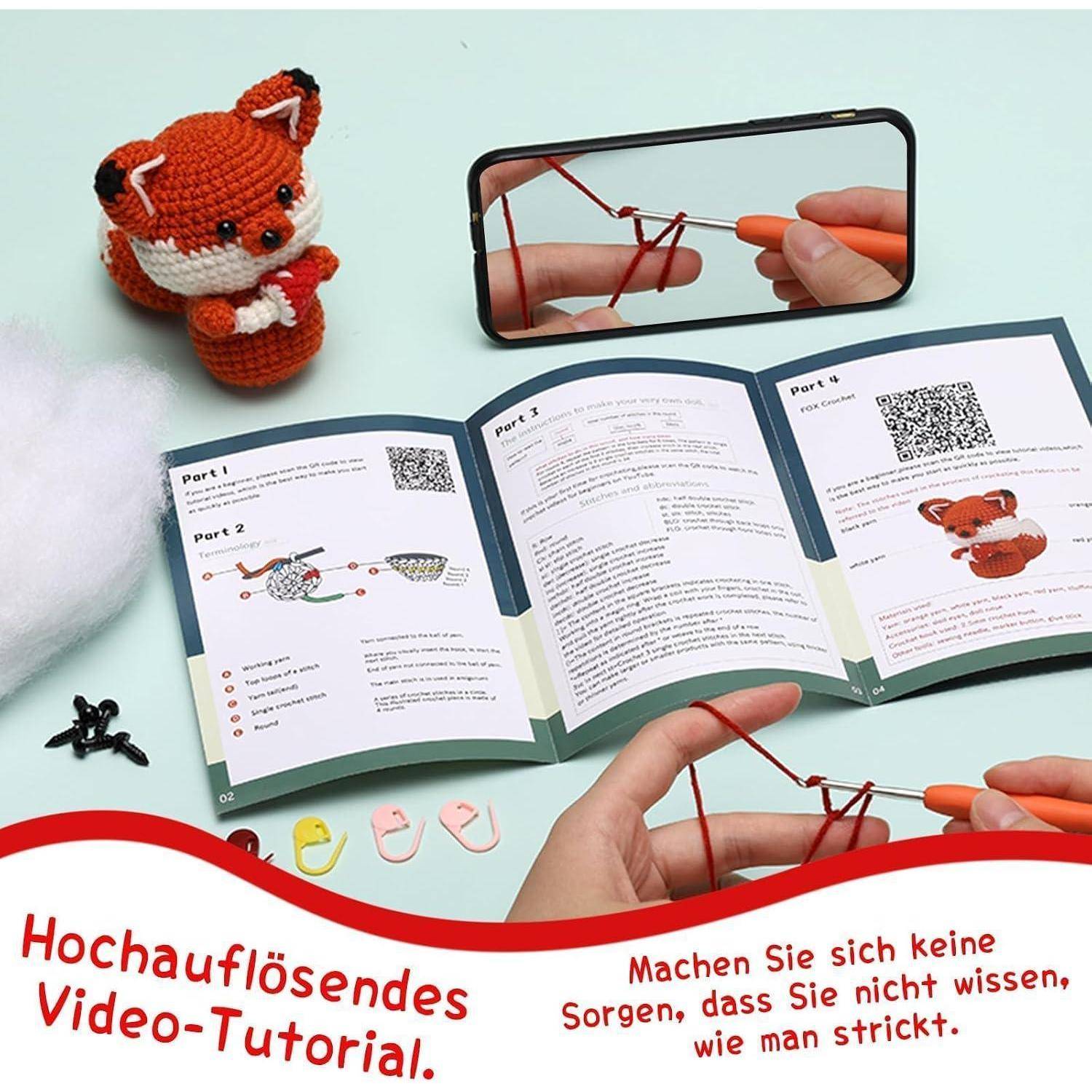 Häkelset Fuchs für Anfänger mit Videoanleitung