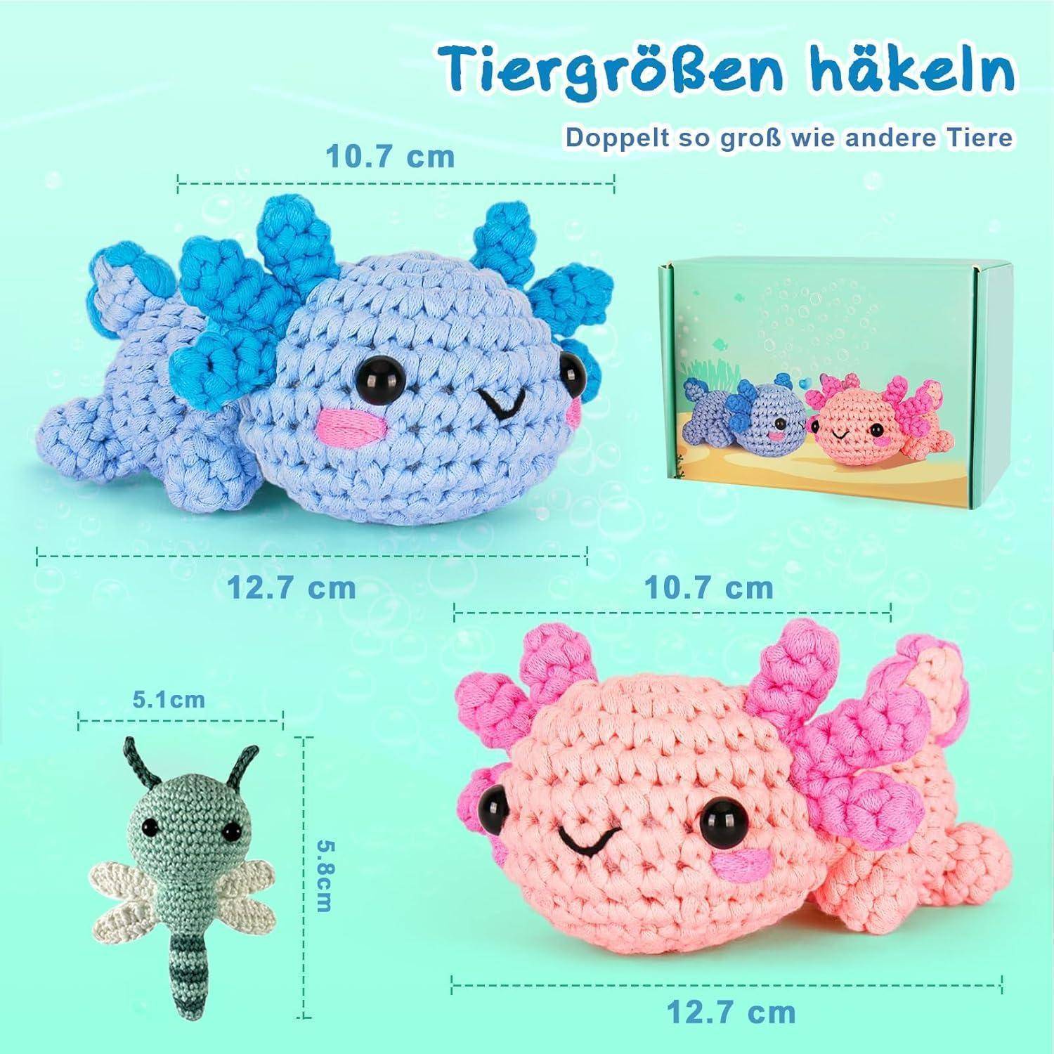 LYKTRIX Häkelset Tiere für Anfänger, 2er Pack, Rosa/Blau