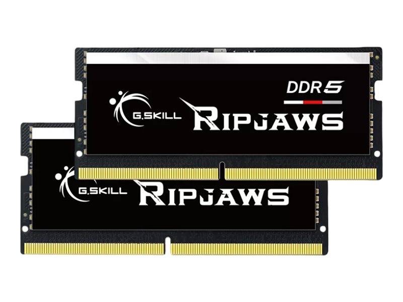 Zwei G.Skill Ripjaws DDR5 RAM-Module sind auf weißem Hintergrund gestapelt dargestellt.